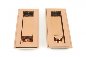 Polished Bronze 175mm Art Deco Rectangular Pull -Privacy Set