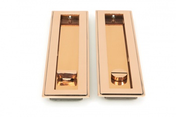 Polished Bronze 250mm Art Deco Rectangular Pull -Privacy Set