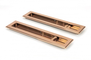 Polished Bronze 250mm Art Deco Rectangular Pull -Privacy Set