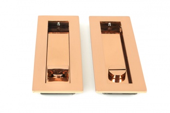 Polished Bronze 175mm Plain Rectangular Pull - Privacy Set