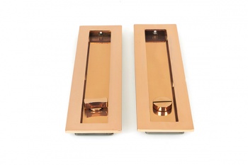 Polished Bronze 250mm Plain Rectangular Pull - Privacy Set