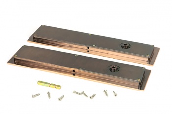 Polished Bronze 250mm Plain Rectangular Pull - Privacy Set