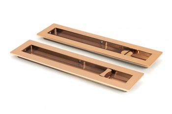 Polished Bronze 250mm Plain Rectangular Pull - Privacy Set