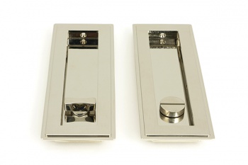 Polished Nickel 175mm Art Deco Rectangular Pull -Privacy Set