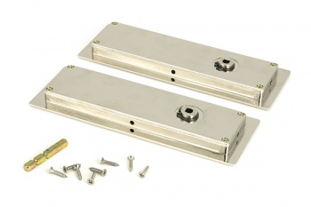 Polished Nickel 175mm Art Deco Rectangular Pull -Privacy Set