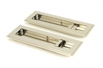 Polished Nickel 175mm Art Deco Rectangular Pull -Privacy Set