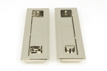 Polished Nickel 250mm Art Deco Rectangular Pull - Privacy Set