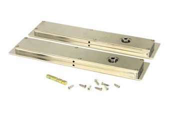 Polished Nickel 250mm Art Deco Rectangular Pull - Privacy Set