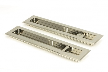 Polished Nickel 250mm Art Deco Rectangular Pull - Privacy Set