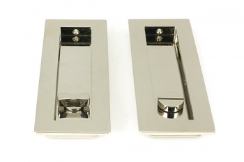 Polished Nickel 175mm Plain Rectangular Pull - Privacy Set