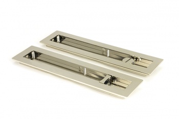 Polished Nickel 250mm Plain Rectangular Pull - Privacy Set