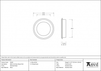 Polished Nickel 60mm Art Deco Round Pull