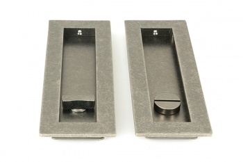 Pewter 175mm Plain Rectangular Pull - Privacy Set