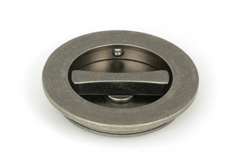 Pewter 75mm Plain Round Pull - Privacy Set