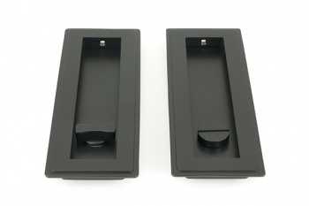 Matt Black 175mm Art Deco Rectangular Pull - Privacy Set