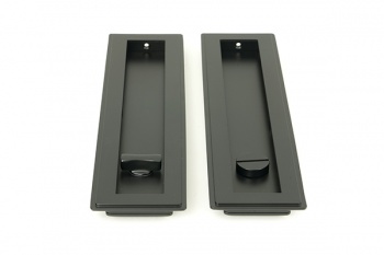 Matt Black 250mm Art Deco Rectangular Pull - Privacy Set