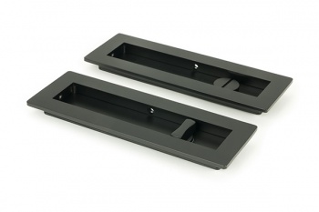 Matt Black 175mm Plain Rectangular Pull - Privacy Set