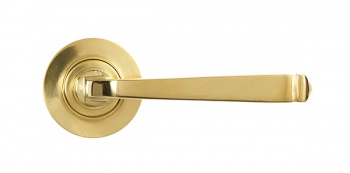 Polished Brass Avon Round Lever on Rose Set (Plain)