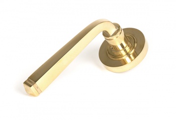 Polished Brass Avon Round Lever on Rose Set (Plain)