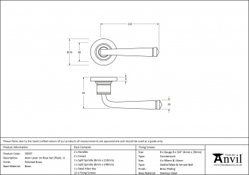 Polished Brass Avon Round Lever on Rose Set (Plain) - Unsprung