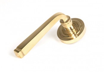 Polished Brass Avon Round Lever on Rose Set (Art Deco) - Unsprung