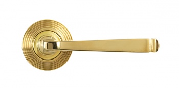 Polished Brass Avon Round Lever on Rose Set (Beehive)