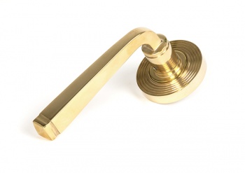 Polished Brass Avon Round Lever on Rose Set (Beehive)