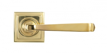 Polished Brass Avon Round Lever on Rose Set (Square) - Unsprung