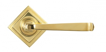 Polished Brass Avon Round Lever on Rose Set (Square) - Unsprung