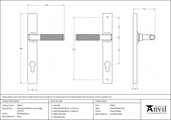 Polished Brass Brompton Slimline Lever Espag. Lock Set