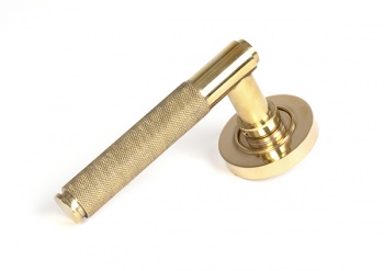 Polished Brass Brompton Lever on Rose Set (Plain) - Unsprung