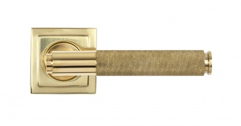 Polished Brass Brompton Lever on Rose Set (Square)