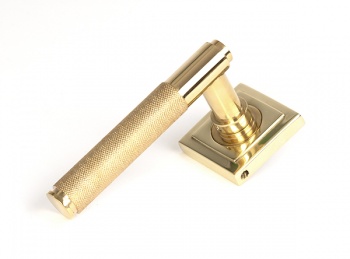 Polished Brass Brompton Lever on Rose Set (Square) - Unsprung