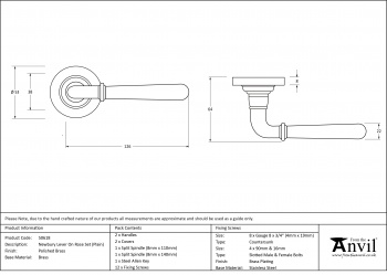 Polished Brass Newbury Lever on Rose Set (Plain)