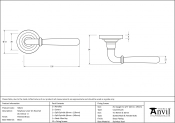 Polished Brass Newbury Lever on Rose Set (Art Deco) - Unsprung