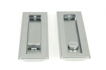 Satin Chrome 175mm Art Deco Rectangular Pull - Privacy Set