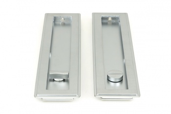 Satin Chrome 250mm Art Deco Rectangular Pull - Privacy Set