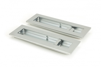 Satin Chrome 175mm Plain Rectangular Pull - Privacy Set