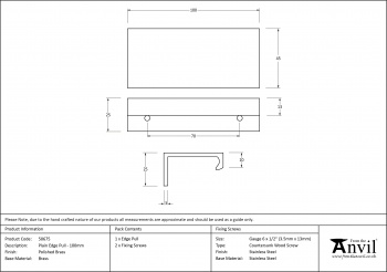 Polished Brass 100mm Plain Edge Pull