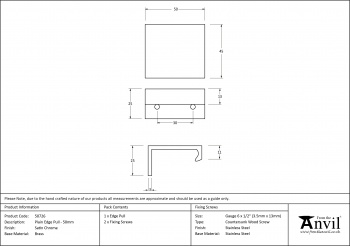 Satin Chrome 50mm Plain Edge Pull