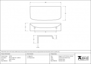 Satin Chrome 100mm Moore Edge Pull