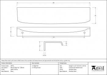 Satin Chrome 200mm Moore Edge Pull