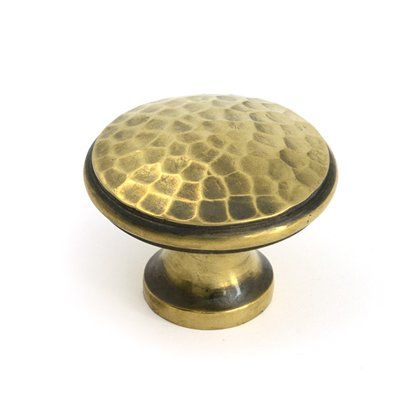 Aged Brass Hammered Cabinet Knob - Large