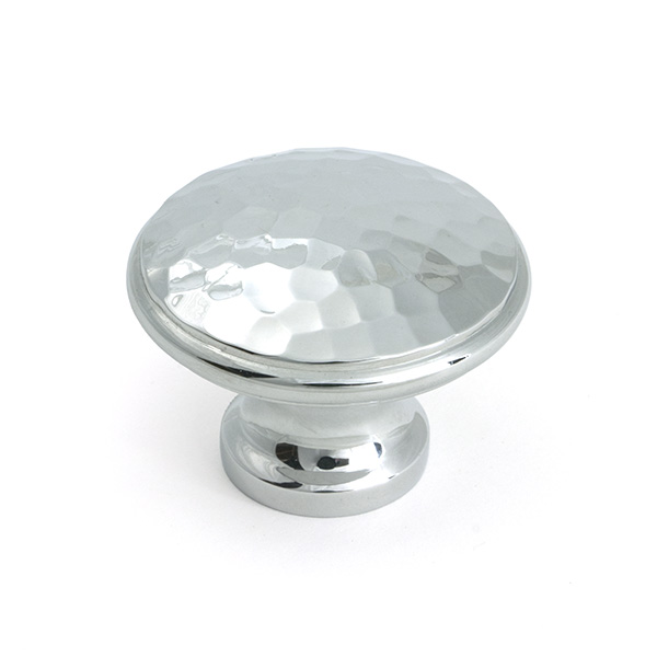 Polished Chrome Hammered Cabinet Knob - Large