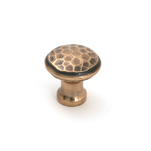 Polished Bronze Hammered Cabinet Knob - Small