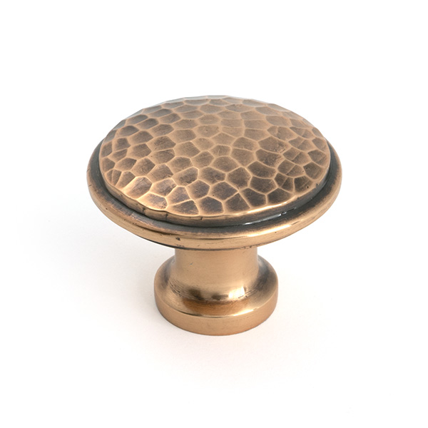 Polished Bronze Hammered Cabinet Knob - Large