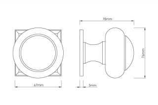 Camber Centre Door Knob on a Concave Square rose