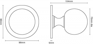 Ball Centre Door Knob On Square Rose