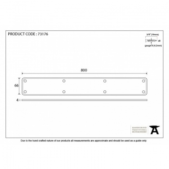 Pewter 800mm Plain Fingerplate