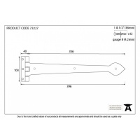 Black Smooth 16'' T Hinge (Pair)